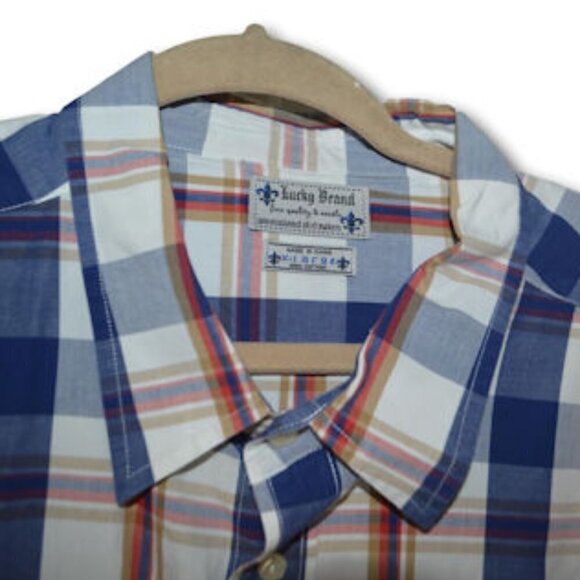 Lucky Brand Plaid Button Down Shirt XL 100% Cotton - Picture 3 of 3